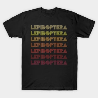 Retro Insect Butterfly Vintage Repeated word "Lepidoptera" T-Shirt